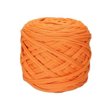 Imagem de Camiseta de 200 g de tecido elástico de crochê para tricô DIY, fio de tricô grosso para mão faça você mesmo, cesta de almofada, projetos de crochê, decoração de casa (laranja)