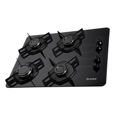 Imagem de Cooktop 4 Bocas A Gás Braslar Pop Com Mesa De Vidro Preto Bivolt