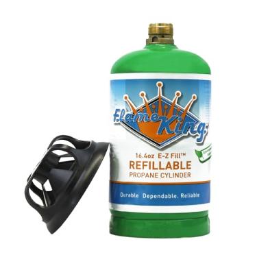 Imagem de Flame King Tanque de cilindro de propano vazio recarregável de 500 g - reutilizável - opção de recarga segura e legal - compatível com DOT - 500 ml, verde