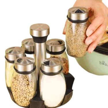 Imagem de Porta Tempero Giratorio Potes Vidro Condimentos Com Suporte