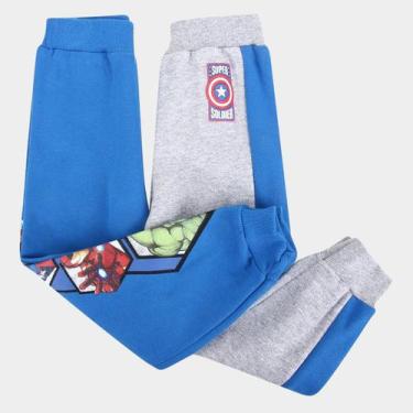 Imagem de Kit Calça Moletom Infantil Peluciado Marvel Avengers I Menino - 2 Peça