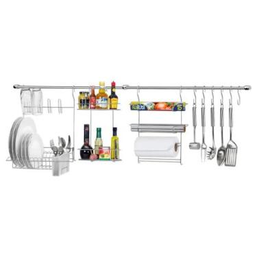 Imagem de Conjunto Cozinha Cook Home 10 Escorredor de Louças Porta Rolos Pratele
