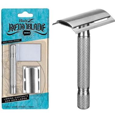Imagem de Aparelho de Barbear Inox Retrô com Lâmina Barba Vintage - Blade Z