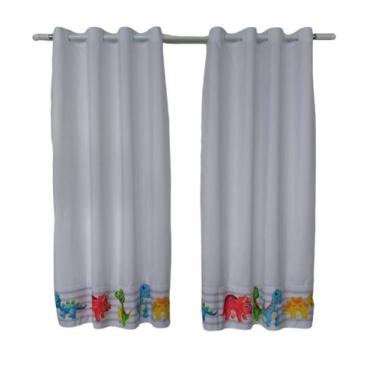 Imagem de Cortina Dinossauro Quarto De Menino Branco Janela 2,60X1,70M - Pilli E