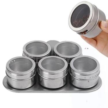 Imagem de Jogo Porta Condimentos Temperos Magnético Inox 7 Peças - TEMPEROMAGNET