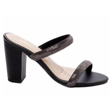 Imagem de Sandália Tamanco Feminino Preto Salto Grosso 8,5cm 8099A - Torricella,
