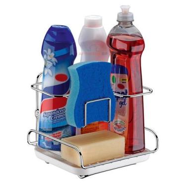 Imagem de Suporte Organizador Porta Detergente Sabão Esponja De Parede Com Bande