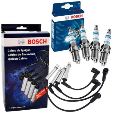 Imagem de Kit Vela e Cabo Vela de Ignição Fiat Uno Mille 1.0 8v 2002 a 2005 Bosc