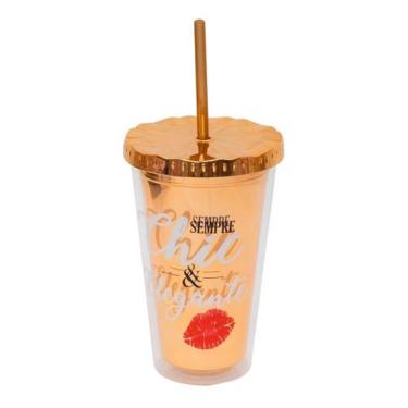Imagem de Copo Diva Marrom Dourado Brilhante Chic & Elegante 450ml - Minas de Pr
