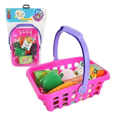 Imagem de Cesta Supermercado Brinquedo Com Frutas - Bs Toys