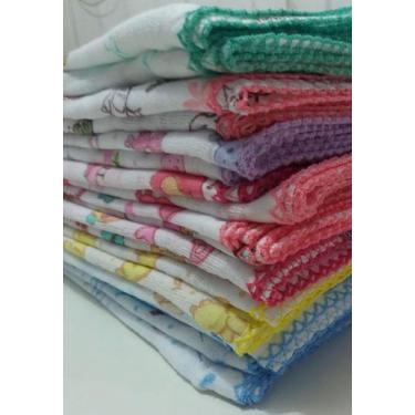 Imagem de Fralda Estampada Luxo 70x70 Com Crochê Kit Com 5 Pçs - Dugu, Neutro Un