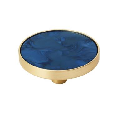 Imagem de Amerock 2PK36972NVB Accents Puxador de armário redondo | Puxador de móveis | Puxador decorativo de gaveta dourado/azul marinho