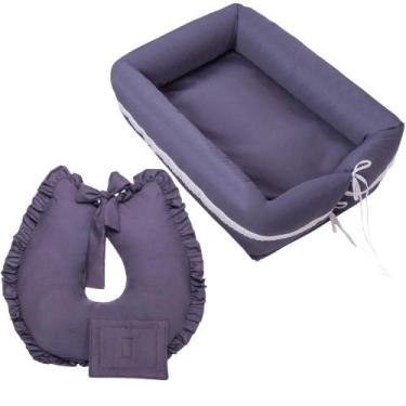 Imagem de Kit Ninho Bercinho Redutor e Almofada Amamentação para Bebe - Zan Baby