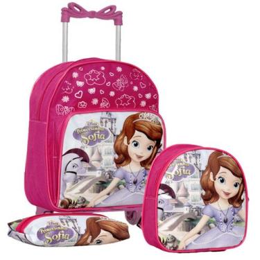 Imagem de Kit Mochila Carrinho Princesa Sofia C/ Estojo Criança 4 Anos - TOYS 2U