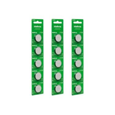 Imagem de 3 cartelas com 5 baterias pilhas botão 500mah 3v cr 2450 intelbras