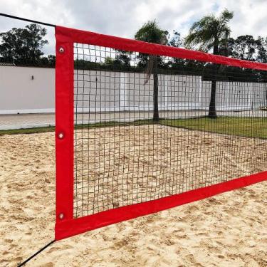 Imagem de Rede Multiuso Zaka Volei Beach Futevolei sem banda lateral Vermelha 9,