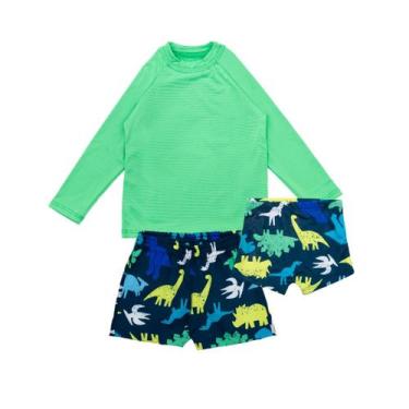 Imagem de Kit Praia Menino Blusa Proteção Uv+ Sunga + Bermuda Infantil - Fofotin