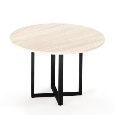 Imagem de Mesa de Reunião Redonda Tubular P25 Pandin 1,10 M Casablanca e Preto