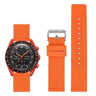 Imagem de Pulseiras de lona de liberação rápida para relógios Omega, pulseira de relógio de lona de nylon para relógios Breitling (24 mm, laranja)