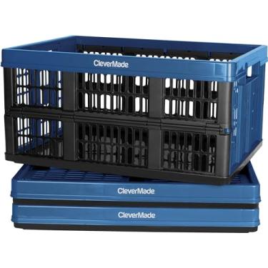 Imagem de CleverMade Caixas utilitárias dobráveis – Pacote com 3 Ocean 45L / 11 Gal comporta 29,9 kg – Recipientes empilháveis, caixas de capacidade pesada, cestas que economizam espaço