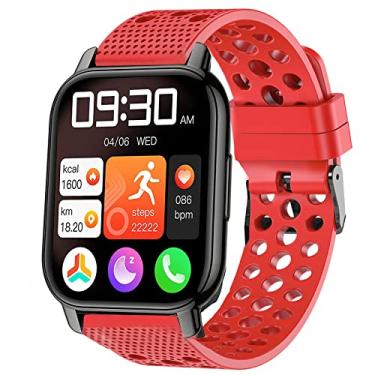 Imagem de Pulseiras de relógio inteligente Popglory P66, pulseiras de substituição de silicone Lamshaw, pulseira esportiva com fivela de metal compatível com relógio inteligente MorePro H56 / Kimnix T99 Pro / LESHIDO CS08 4,7 cm / Popglory 1,85" P66 Smart Watch (vermelho)