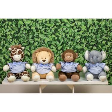 Imagem de Kit de Pelucia Safári Provence Leão, Elefante, Macaco E Girafa 15 Cm (XADREZ DE AZUL)