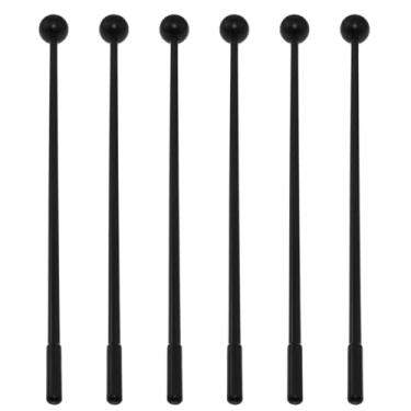Imagem de Maxmoral 6 peças de martelo de percussão de plástico sólido baquetas para xilofone Glockenspiel sinos de marimba sinos tubulares 28 centímetros de comprimento cabeça de borracha preta
