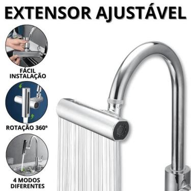 Imagem de Torneira Cozinha 360 Torneiras De Pia Alta Pressão Extensor Adaptador 