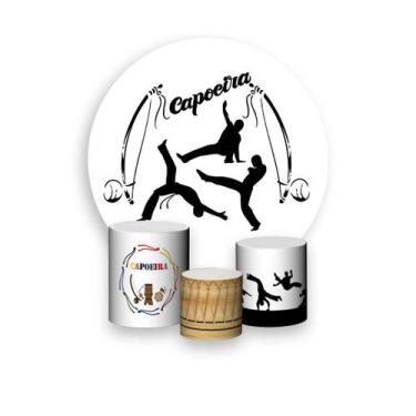 Imagem de Painel De Festa Redondo 1,50x1,50 + Trio De Capas Cilindro - Berimbau 