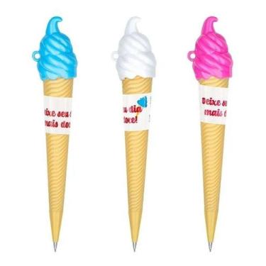 Imagem de Kit 03 Lapiseira Ice Cream Casquinha De Sorvete Tutti Frutti 0.7mm BRW