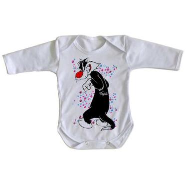Imagem de body nenê criança roupa bebê manga longa  Frajola bolinhas - Empório D