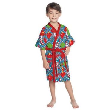 Imagem de Roupão de banho infantil aveludado avengers premium-lepper,  M - 06 A 