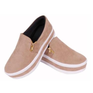 Imagem de Tenis Slip On Iate Feminino Com Zíper Lateral De Plataforma Alta - Pos