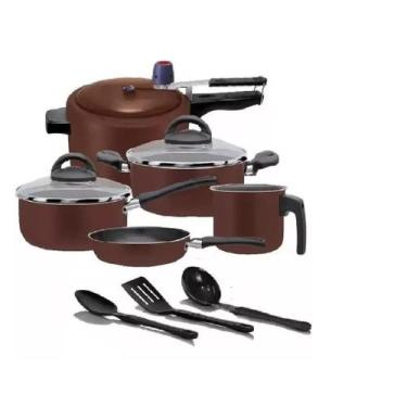 Imagem de Conjunto de panelas elegan marpal antiaderente com pp 3 ltr, CIOCCOLAT