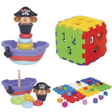 Imagem de Kit de Brinquedos Educativos de Montar e Encaixar para Bebês - Mercoto