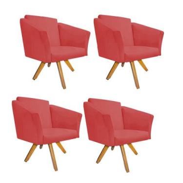 Imagem de Kit 04 Poltrona Cadeira Decorativa  Win Base Giratória Sala de Estar R