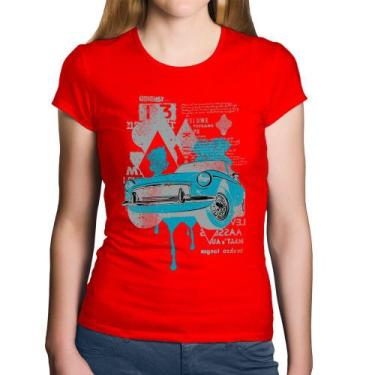 Imagem de Baby Look Algodão Vintage Classic Car Painting - Foca na Moda, Vermelh