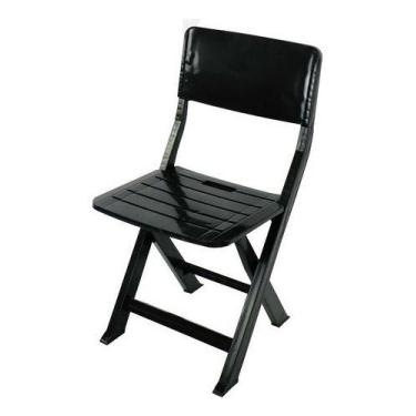 Imagem de Kit 10 Cadeira Dobrável De Plástico 120 Kg - PLASTILANIA, Preto