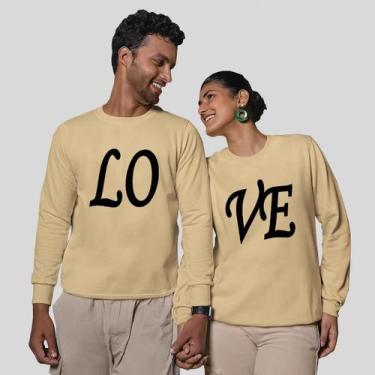 Imagem de Kit 2 Blusas Frio Moletom Careca Sem Capuz Casal Namorados Amor - MP M