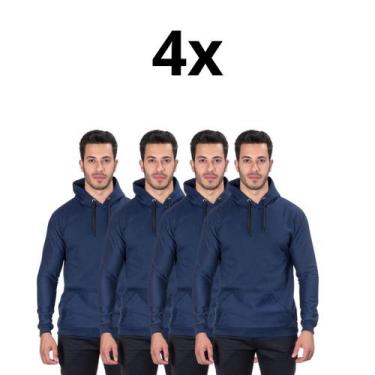 Imagem de Moletom Casaco Blusa De Frio Canguru AL7 Store Kit Com 4 Peças, Azul, 