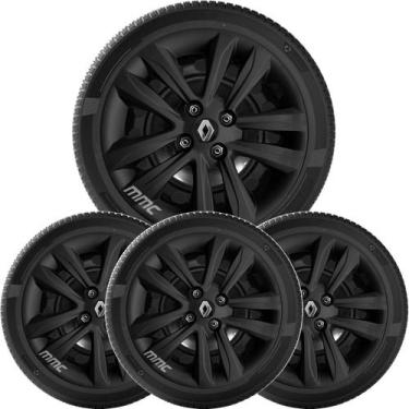Imagem de 4un Calota SANDERO LOGAN MEGANE Aro 15 Preto com Logo 192cp - Grid