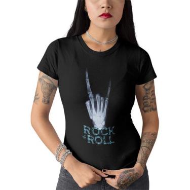 Imagem de Camiseta Feminina Rock N' Roll Raio-X Preta - Hipsters, M, Preto