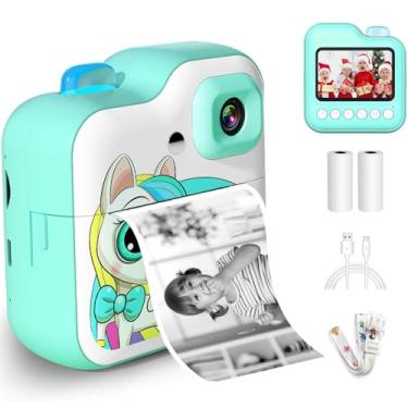 Imagem de Câmera Fotográfica Infantil, Máquina Fotográfica Instantânea Portátil 20MP 1080P, Tela 2,4", Zoom 6X, Impressão Térmica 200 dpi, Vídeo, Time Lapse, Jogos, com Papel de Impressão – Azul