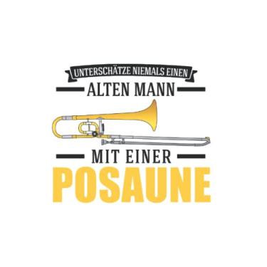 Imagem de Posaune Notizbuch: Posaune Alter Mann Posaunenspieler Posaunist / 6x9 Zoll / 120 linierte Seiten