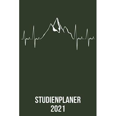 Imagem de Studienplaner 2021: DIN A5 Kalender von 01/2021-12/2021 1 Tag = 1 Seite mit großem Tageskalender und großartiger Übersicht. Monatsübersicht, ... / Wanderer Berge heartbeat herzschlag