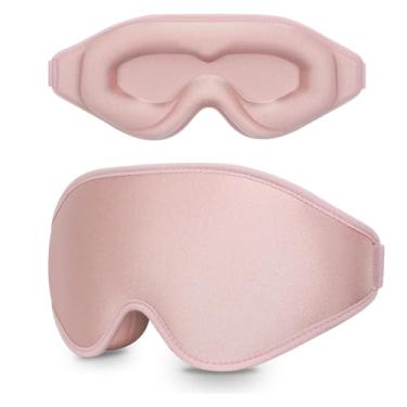 Imagem de Máscara de dormir para dormir de lado, extensões de cílios com bojo contornado em 3D, máscara de dormir para viagem, blecaute, venda noturna, sombra de olhos com alça ajustável para dormir, viajar e