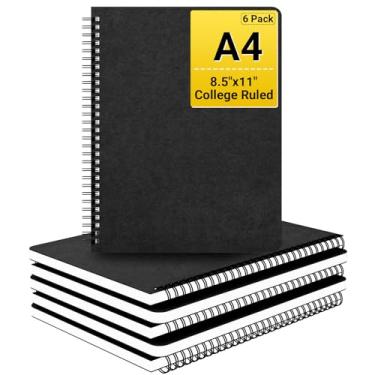 Imagem de EUSOAR Caderno espiral, pacote com 6 cadernos de composição A4 28 x 21,6 cm, régua universitária, 120 páginas/60 folhas de papel grosso para mulheres, homens, estudantes, escritório, escola, viagem,