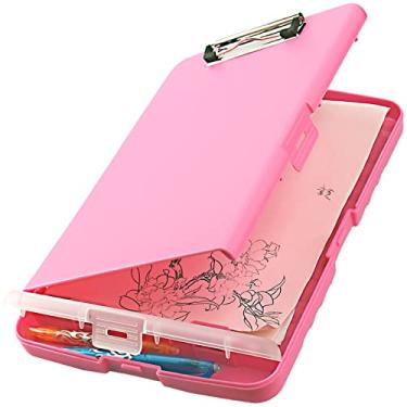 Imagem de HWPRATO Prancheta com Compartimento Organizador de Prancheta Prancheta de Plástico Pasta de Arquivo Dobrável Prancheta Rosa com Estojo de Armazenamento para Professores, Crianças, Médicos, Escritórios