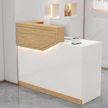 Imagem de Recepção de salão com balcão, recepção frontal para pequenos espaços, recepção de escritório com contador, gavetas com trava, adequada para hotéis, empresas, salões de beleza, etc. D