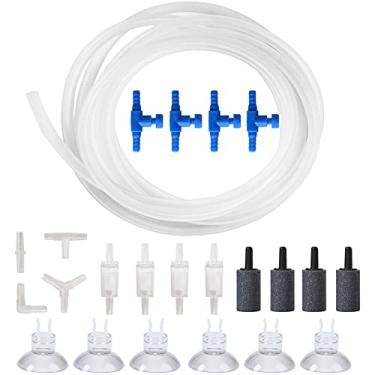 Imagem de JIH Aquarium Tubulação flexível de linha aérea de 6,5 m ID 9,5 cm vem com válvulas de retenção, ventosas, pedra de ar, válvulas de controle e conectores (transparente)
